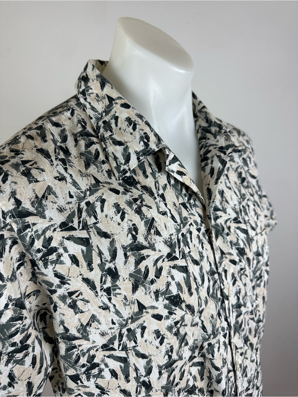 Theory Abstract Paintstroke Shirt in Black & Cream